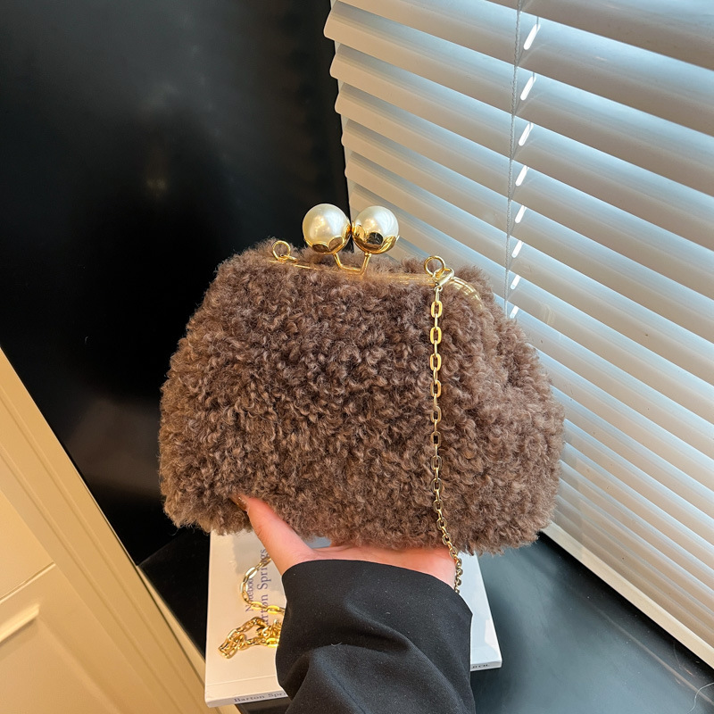 Luxury Bags Korea - Plush Frame Bags For Women Winter
