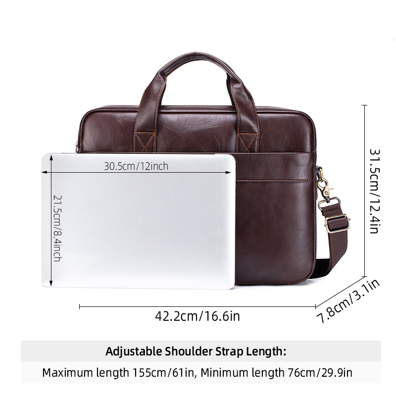 Genuine Leather Men's Briefcas - Luxury Bags That Fit Laptop 评论和价格