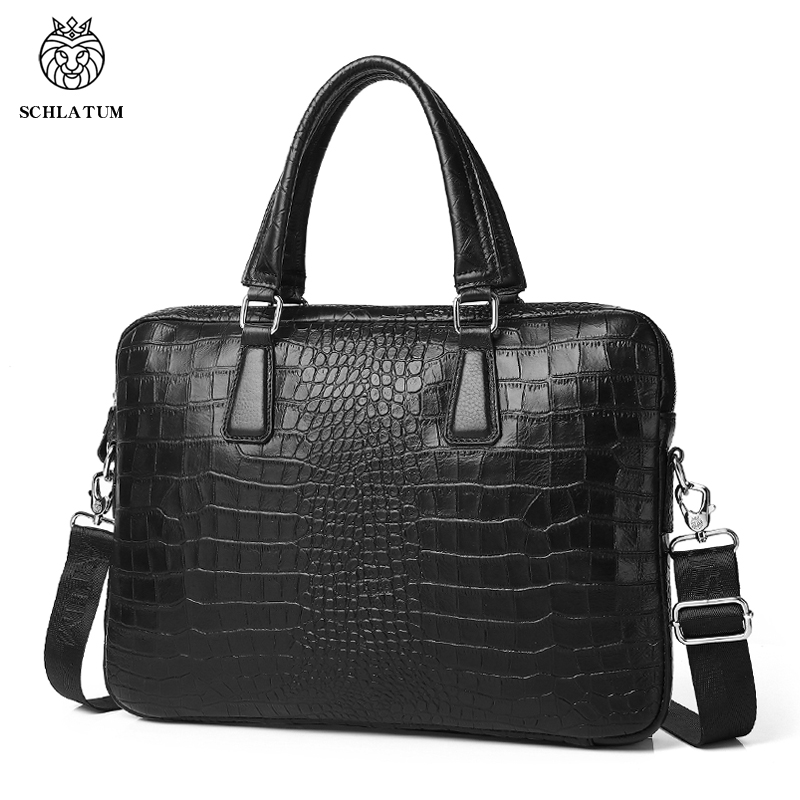 SCHLATUM Genuine Leather Croco - Luxury Bags That Fit Laptop 评论和价格