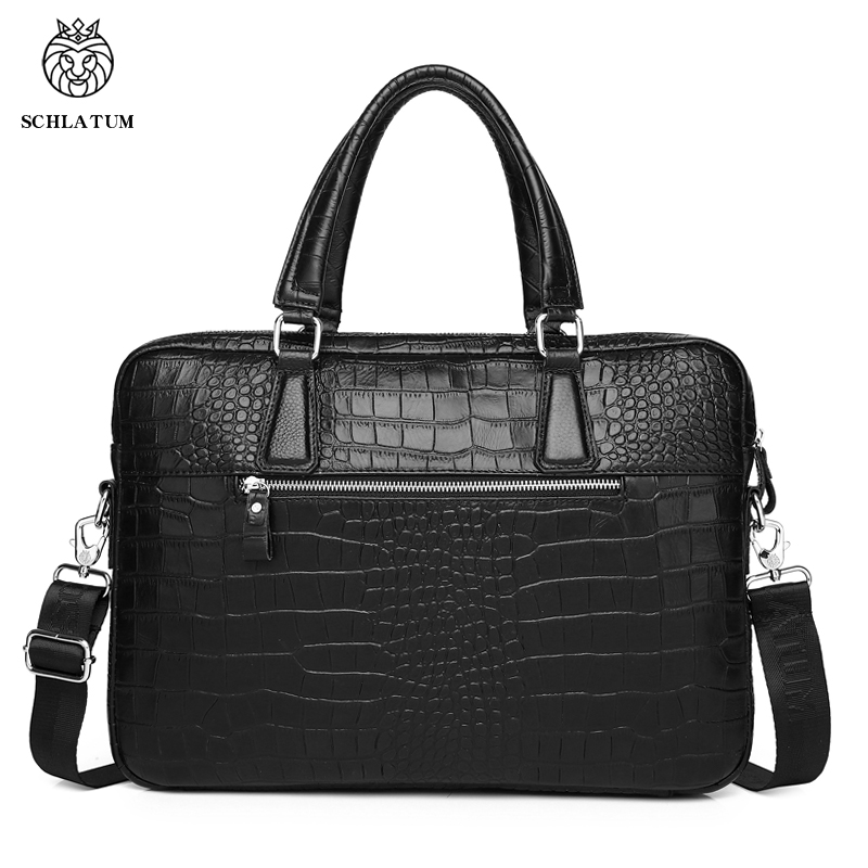 SCHLATUM Genuine Leather Croco - Luxury Bags That Fit Laptop 评论和价格