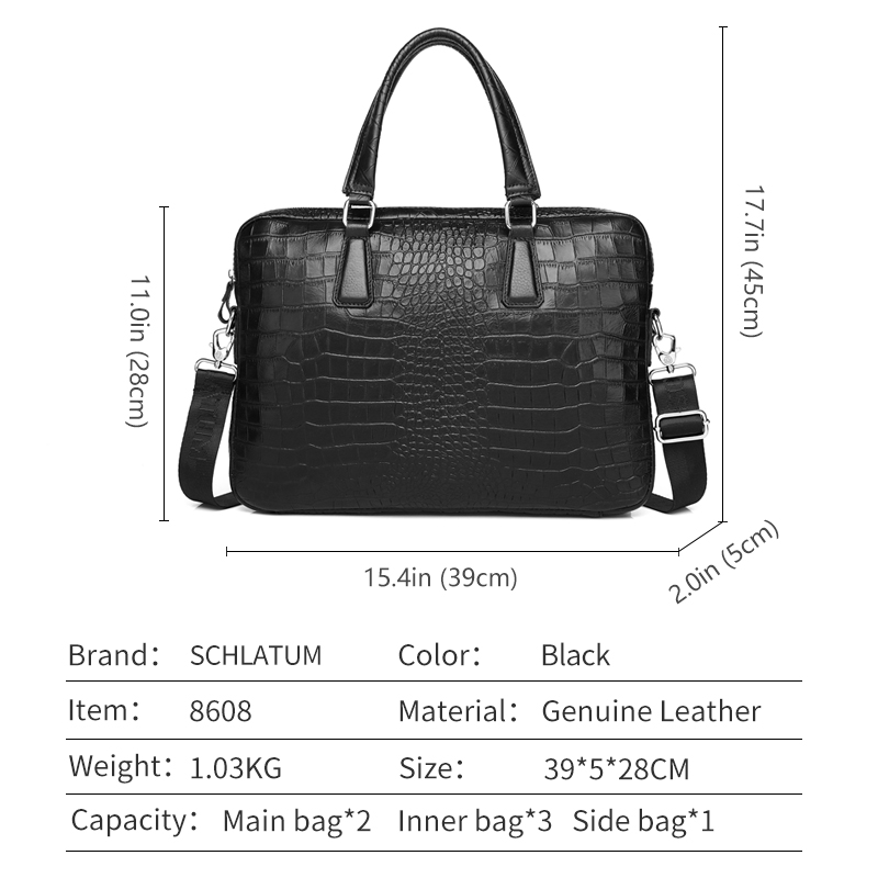 SCHLATUM Genuine Leather Croco - Luxury Bags That Fit Laptop 评论和价格