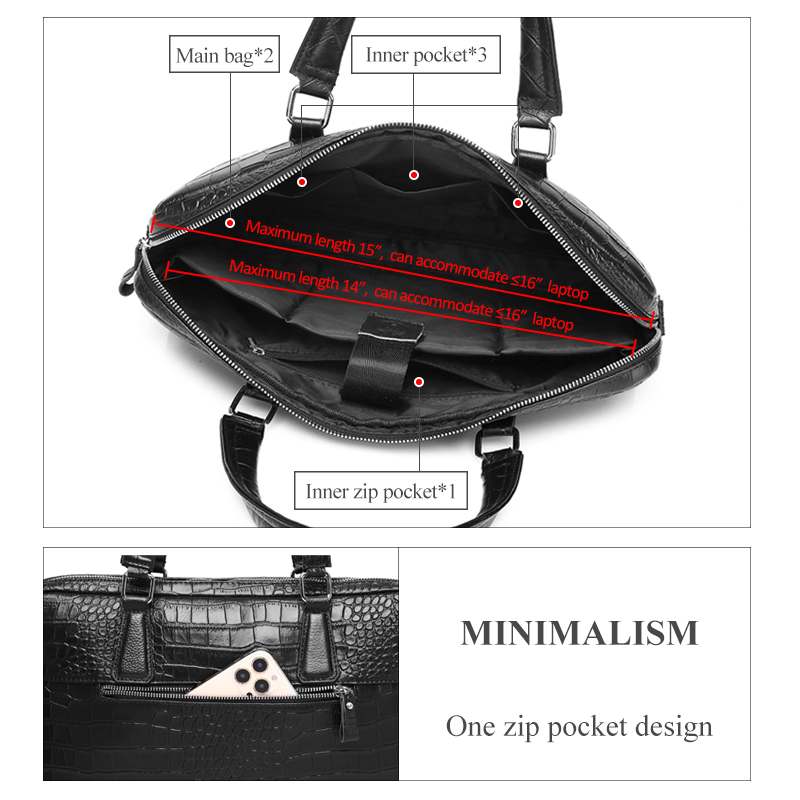 SCHLATUM Genuine Leather Croco - Luxury Bags That Fit Laptop 评论和价格