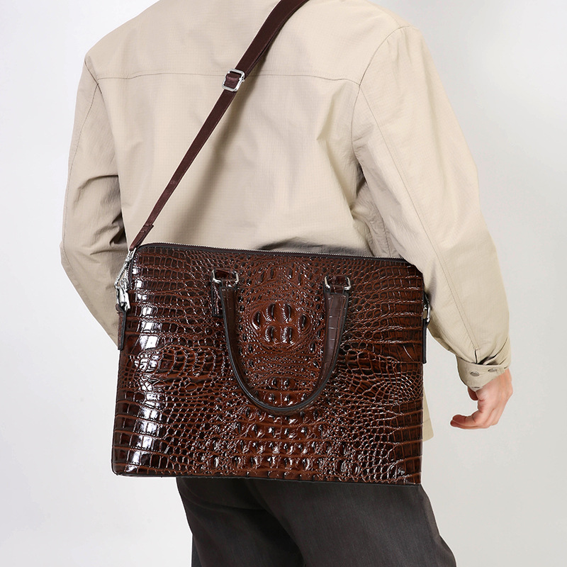 New Crocodile Grain Laptop Bag - Luxury Bags That Fit Laptop 评论和价格